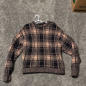 SKIMS Black and Tan Plaid Women's Sweater